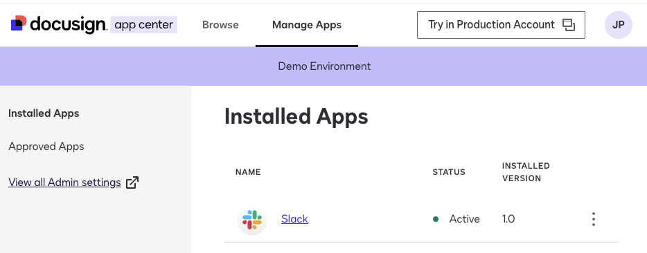List of installed apps